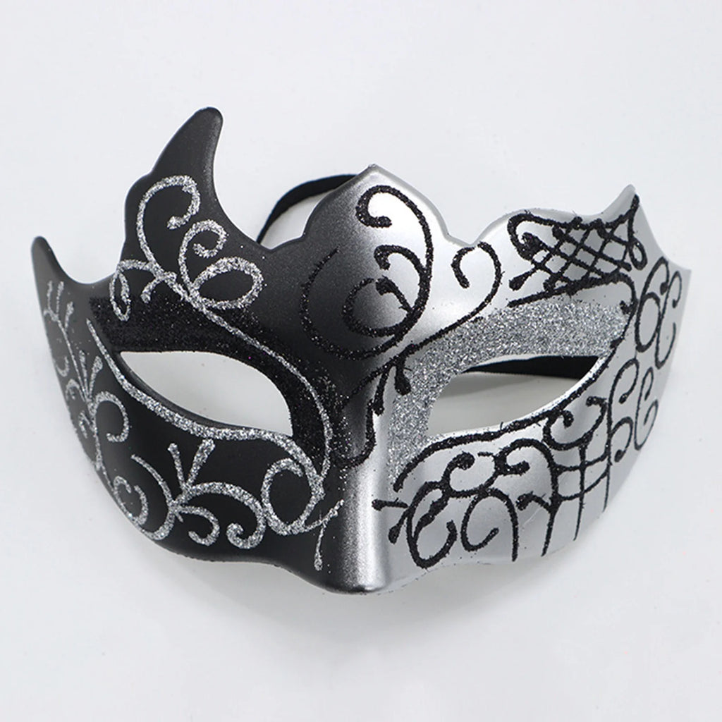 Half-Face Painted Men's Mask Painted with Shiny Powder Venice Style for Halloween Costume Supplies