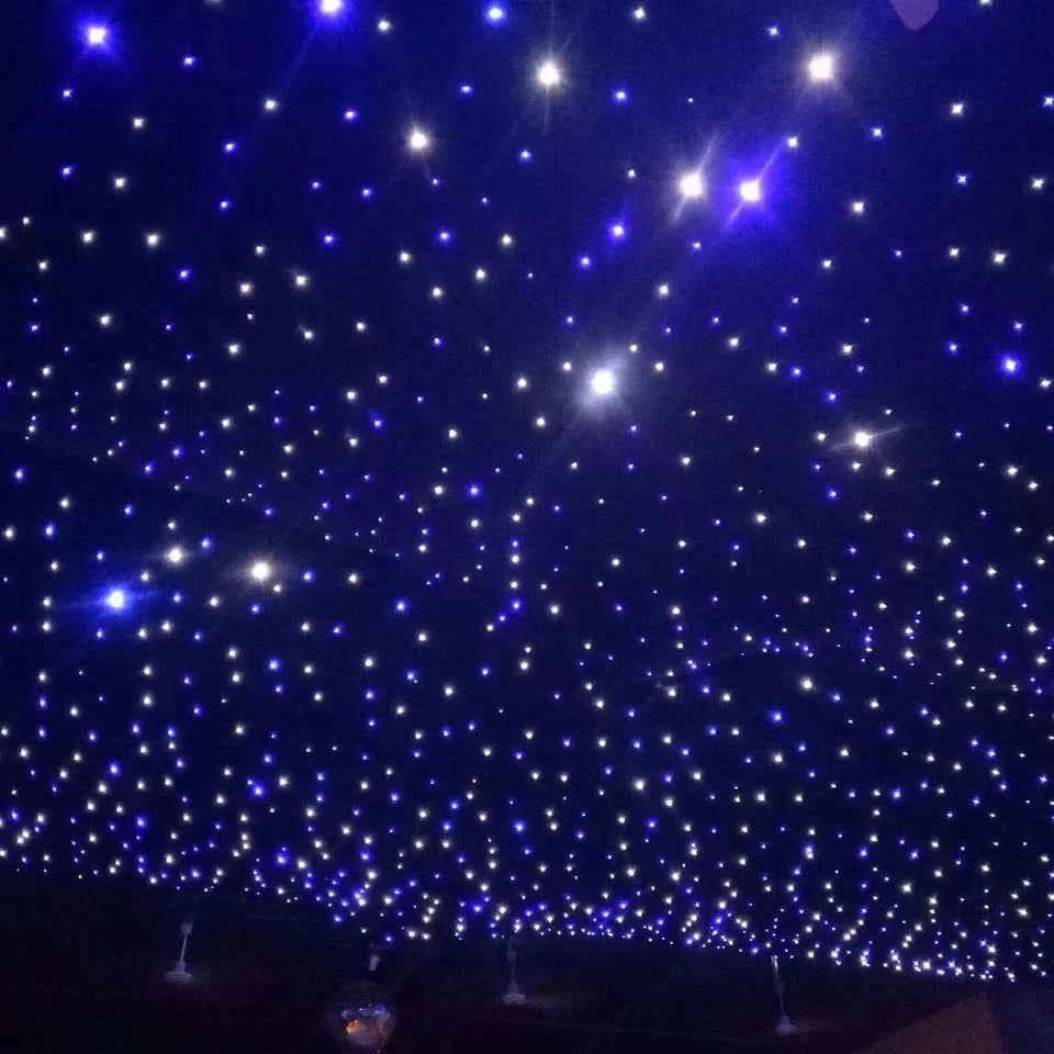Stage Backdrop LED Blue&White 3x4meter Star Curtain for Wedding Stage Show Background