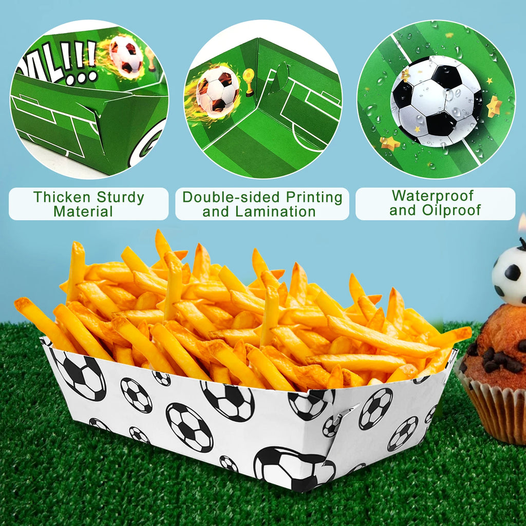 36 Pcs Soccer Party Favors Large Soccer Plates Paper Trays Serving Tray Soccer Party Nachos Food Boats Disposable Soccer Bowls - Big Tim's Magic Emporium
