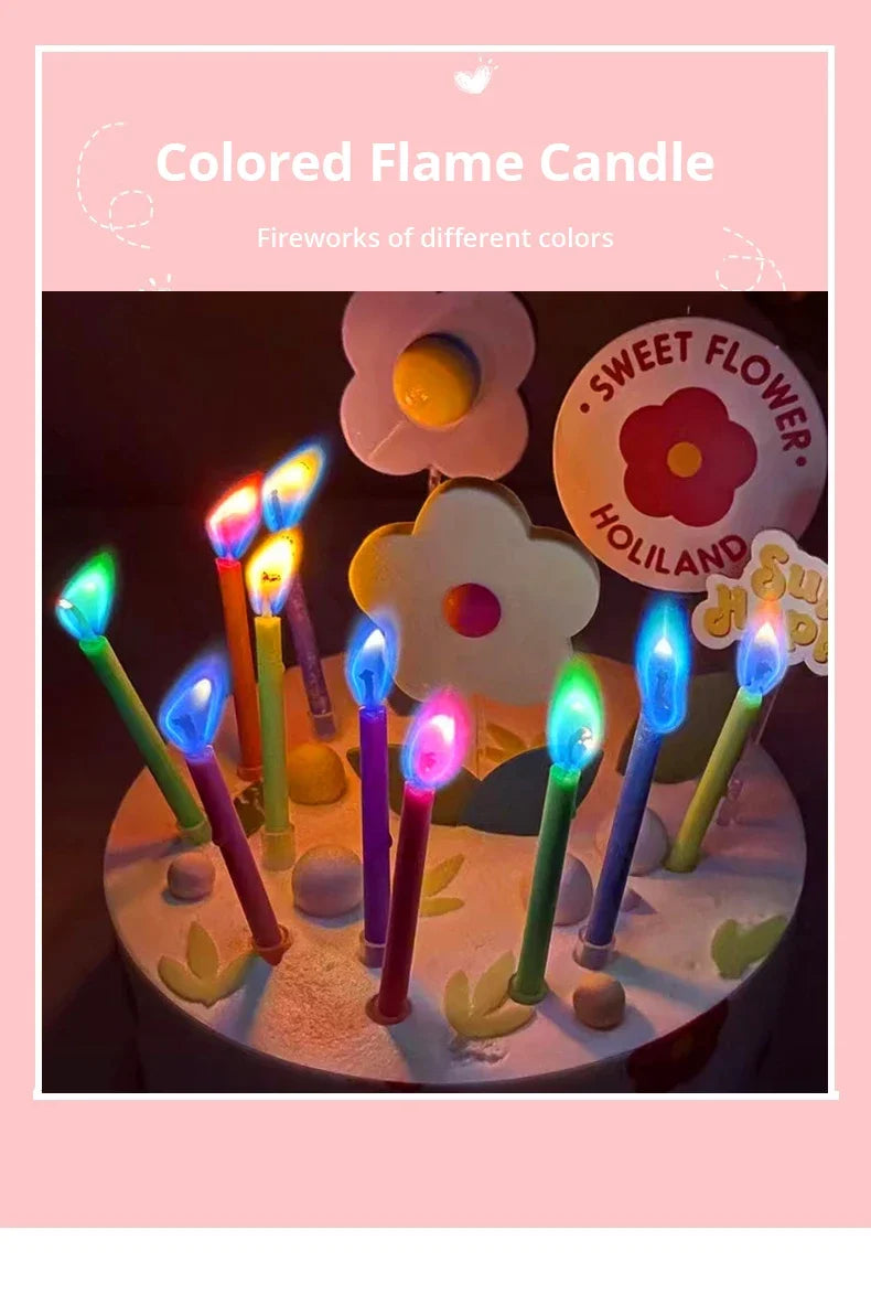 Multicoloured Colourful Flame Candles, 5/12 Pack, Suitable for Birthday Cakes, Birthday Party and Wedding Decorations