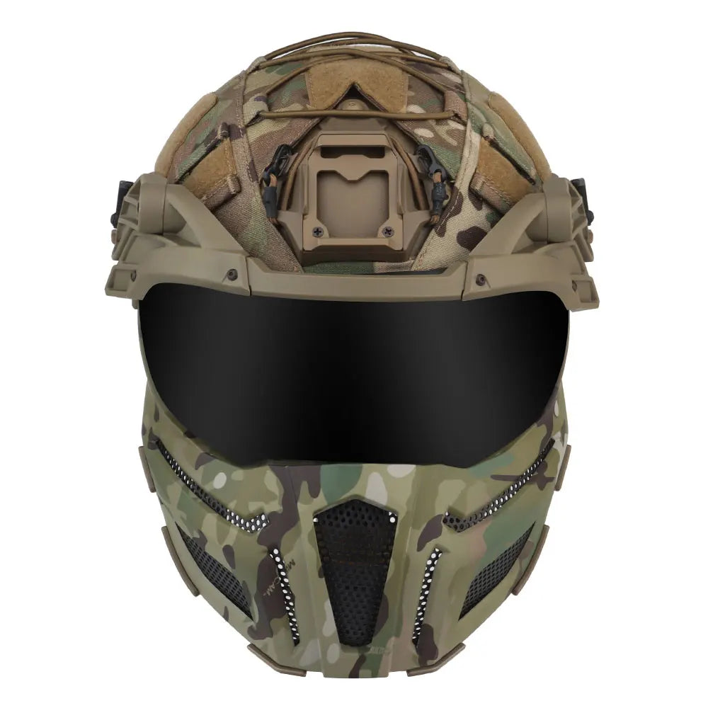 Tactical FAST Helmet Half Face Mask With Flip Goggles Black/Clear 2Pcs Lenses for Hunting Airsoft CS Game Paintball Mask Gear - Big Tim's Magic Emporium