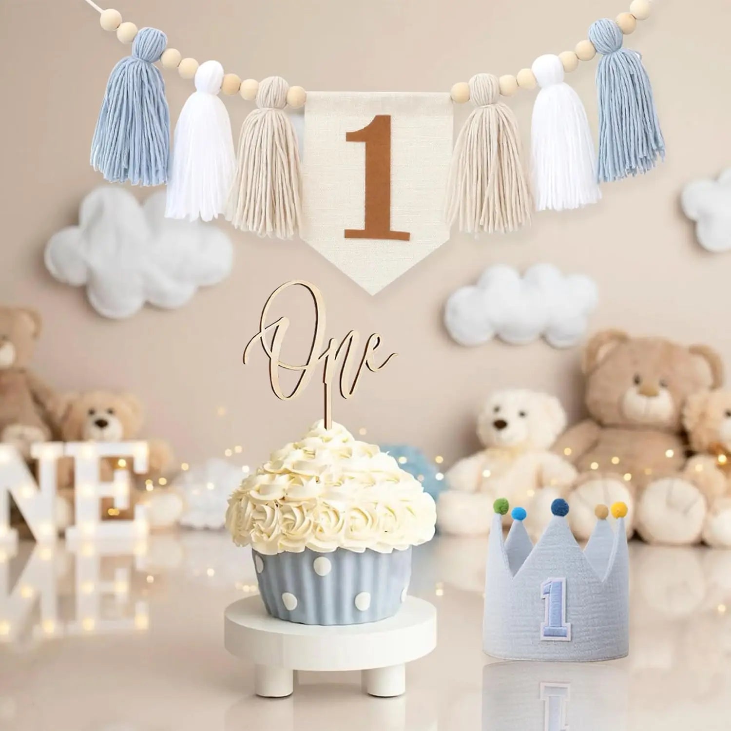 Baby Boy Girls First 1st Birthday Party Decorations Backdrop Wall Hangings Decorative for Kids Bedroom Nursery Wall Decor