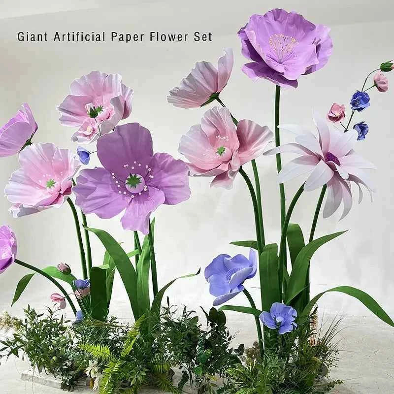 Custom Giant Purple Poppy Paper Flowers Set Wedding & Party Decoration Supplies for Graduation Halloween & Easter