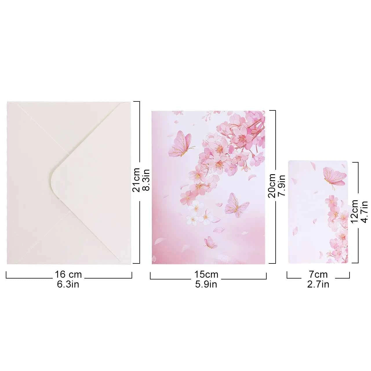 Birthday Pop Up Card: 3D Butterfly Cake & Cherry Blossom Design with Envelope