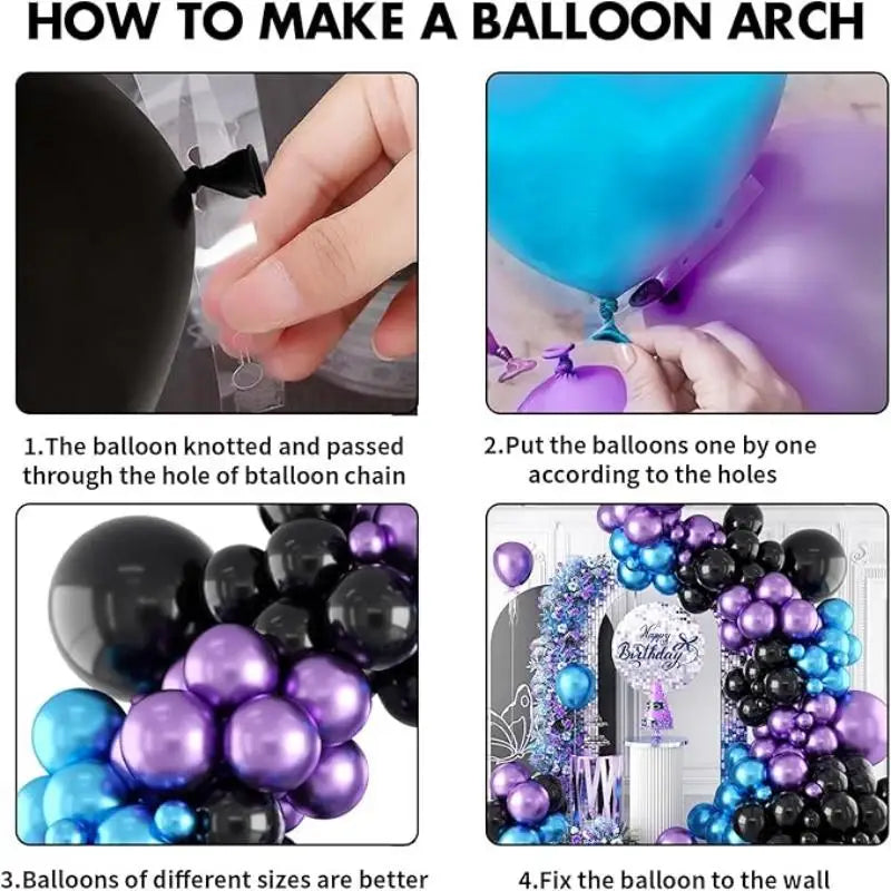 Parti Birthday Decoration Purple Balloon Garland Arch Kit Compatible With Video Game Party Metallic Chrome Blue Purple Balloon - Big Tim's Magic Emporium