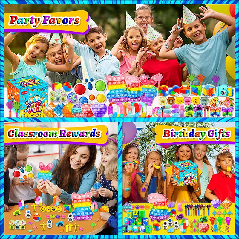 206pcs/pack Kids Party Favors Toys Children Assortment Giveaway Pinata Filler Bulk Toy Stress Relief toys gift for Kids