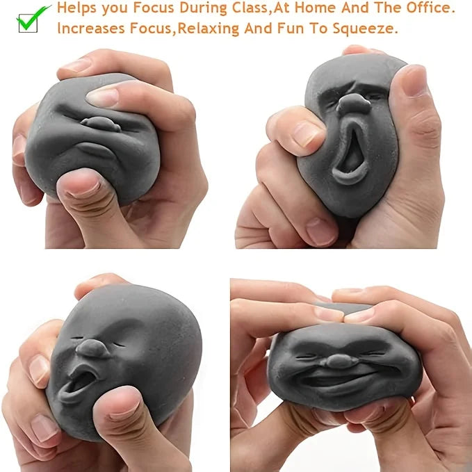 Fun Face Emotion Squeeze Ball Relax Toy for Children Adults Autism Sensory Anti-Stress Anxiety Relief Black Soft Squishy