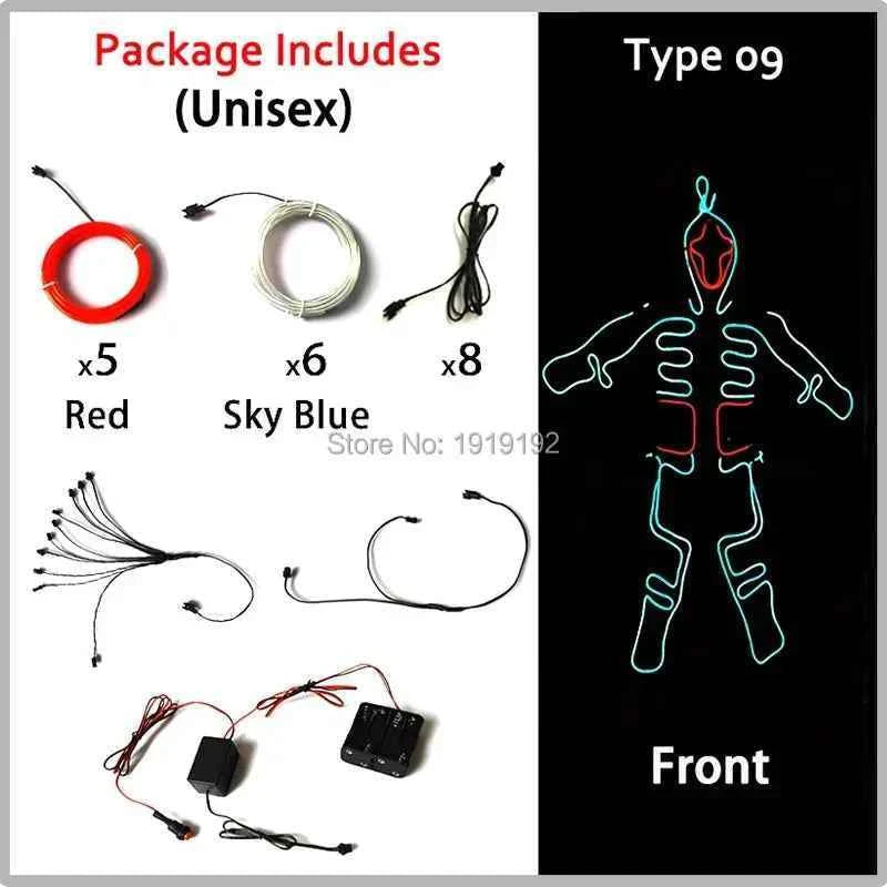 DIY Performance Dance LED Costume Materials Neon Light EL Wire Set Luminous Costumes DIY Materials Dance Talent Show Supplies
