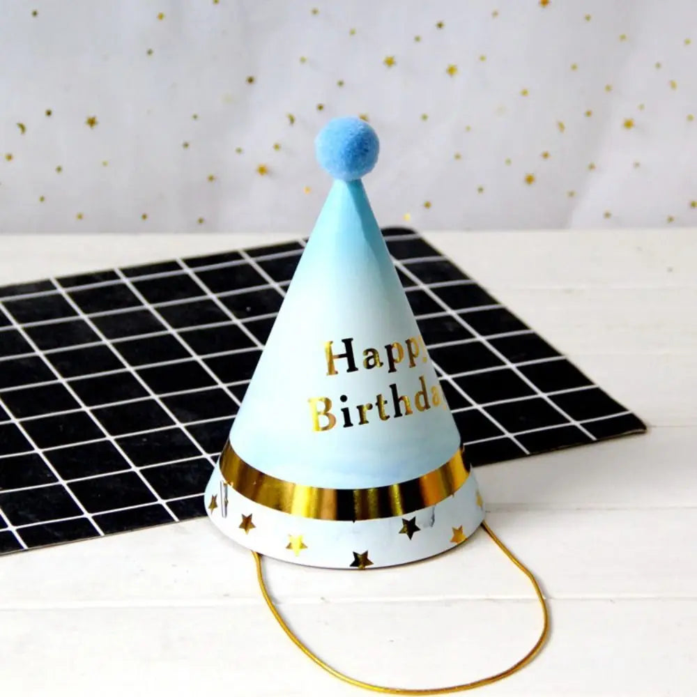Happy Birthday Party Hats DIY Handmade Cap Crown Baby Shower Decoration Boy Girl Birthday Party Photo Props
