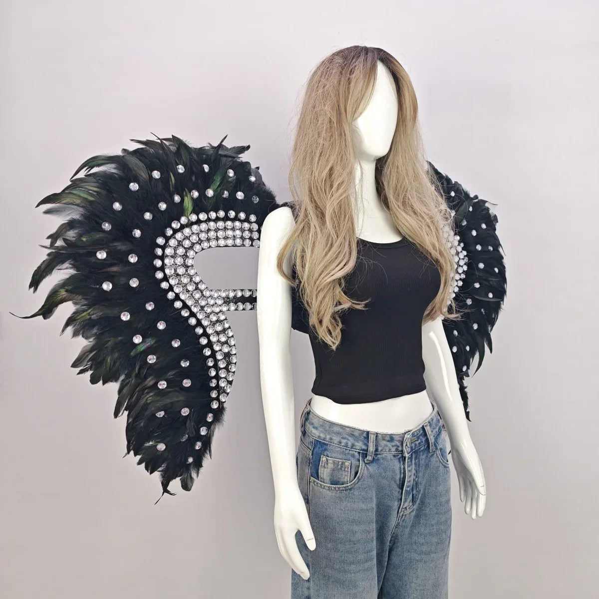 Artisanal Feather Angel Wings Statement Backpiece Runway & Carnival Costume Prop