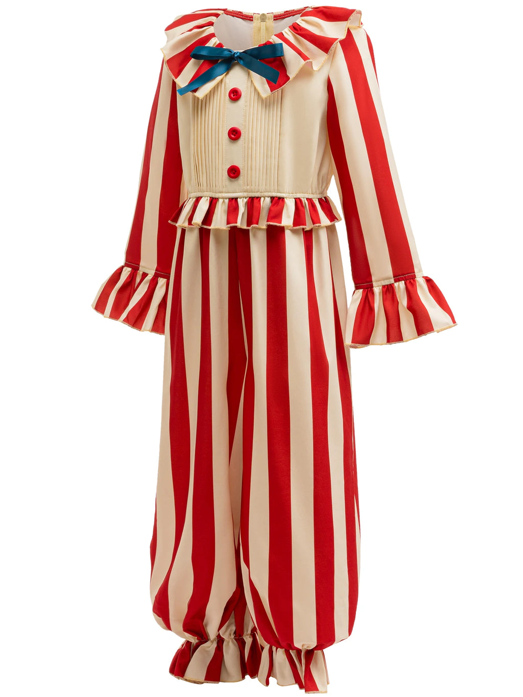 Kids Carnival Outfits Circus Clown Cosplay Costumes Boys Red Stripe Jumpsuits Birthday Dress Up Stage Magic Perform Clothing - Big Tim's Magic Emporium
