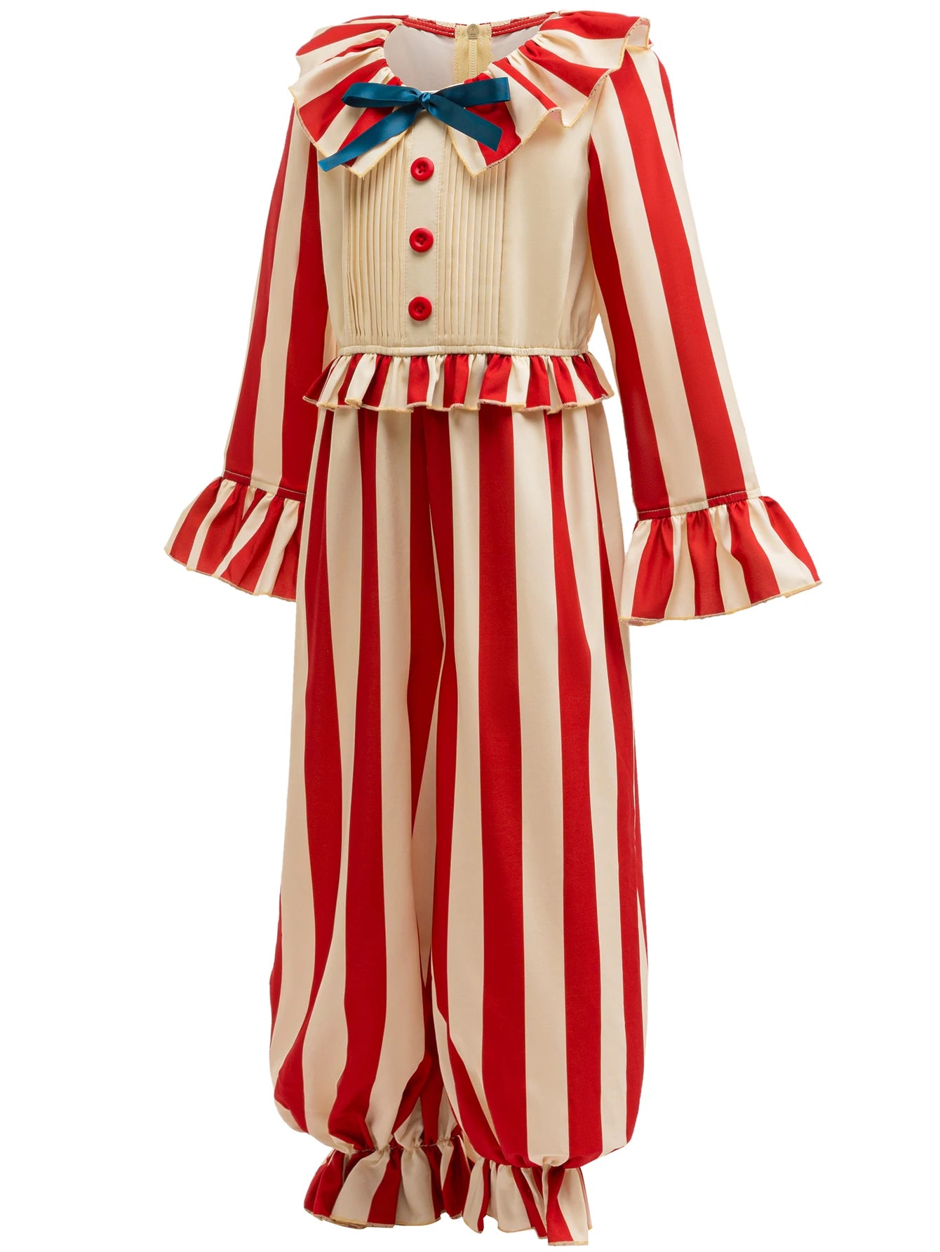 Kids Carnival Outfits Circus Clown Cosplay Costumes Boys Red Stripe Jumpsuits Birthday Dress Up Stage Magic Perform Clothing - Big Tim's Magic Emporium