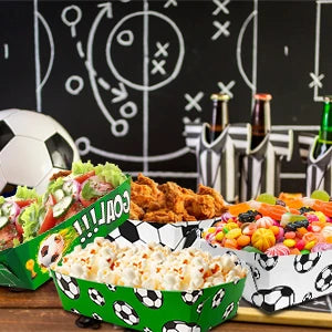 36 Pcs Soccer Party Favors Large Soccer Plates Paper Trays Serving Tray Soccer Party Nachos Food Boats Disposable Soccer Bowls - Big Tim's Magic Emporium