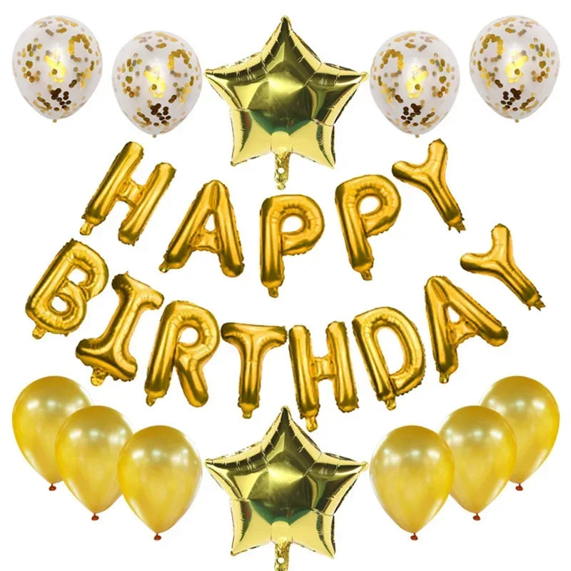 25Pcs/Set Happy Birthday Balloons Blue Foil Letter Balloon 12inch Confetti Latex Balloon For Boy Birthday Party Decoration