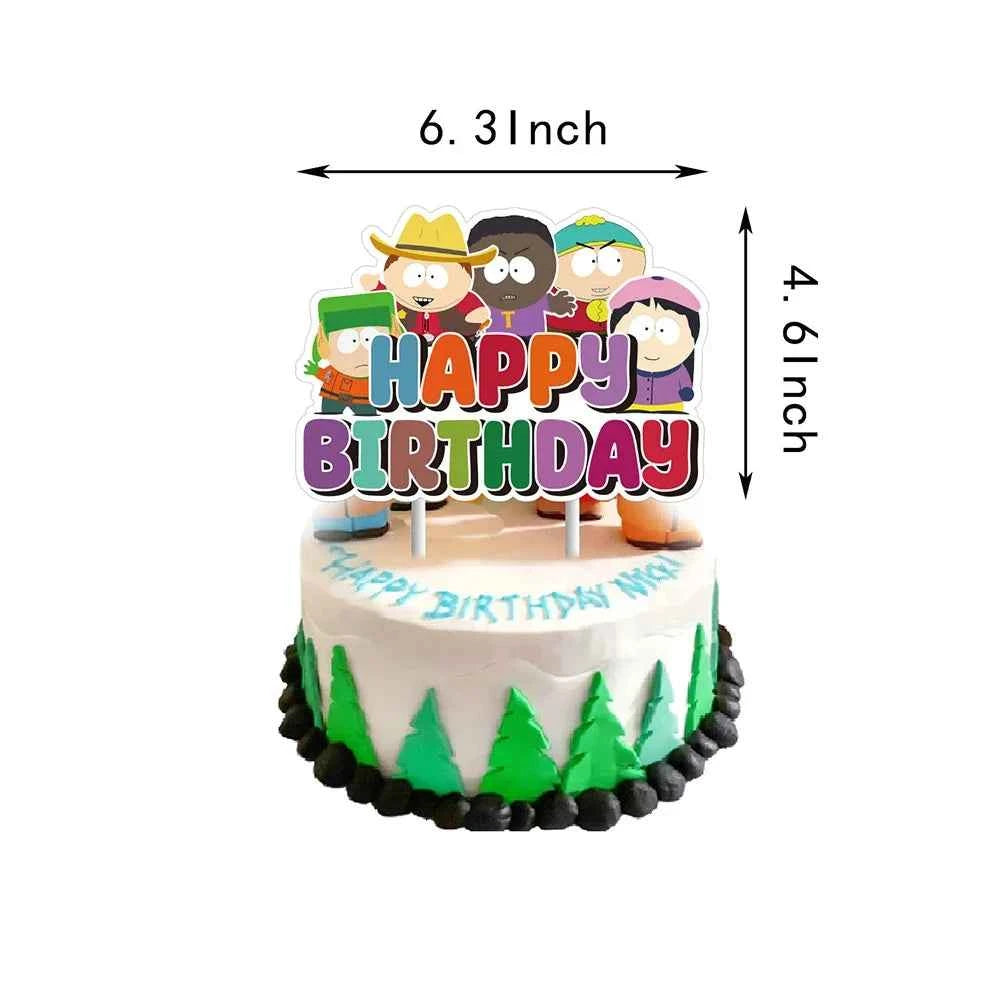 South North Parks Cartoon Theme Birthday Party Decoration Balloon Banner Cake Topper comedy Party Supplies For Baby Shower
