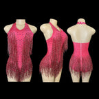 Women's Rhinestone Fringe Dance Bodysuit