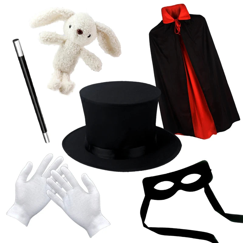 Children's Magician Cosplay Set with Magic Hats Sticks Versatile Cards Props Poker for Birthday Performance And Halloween