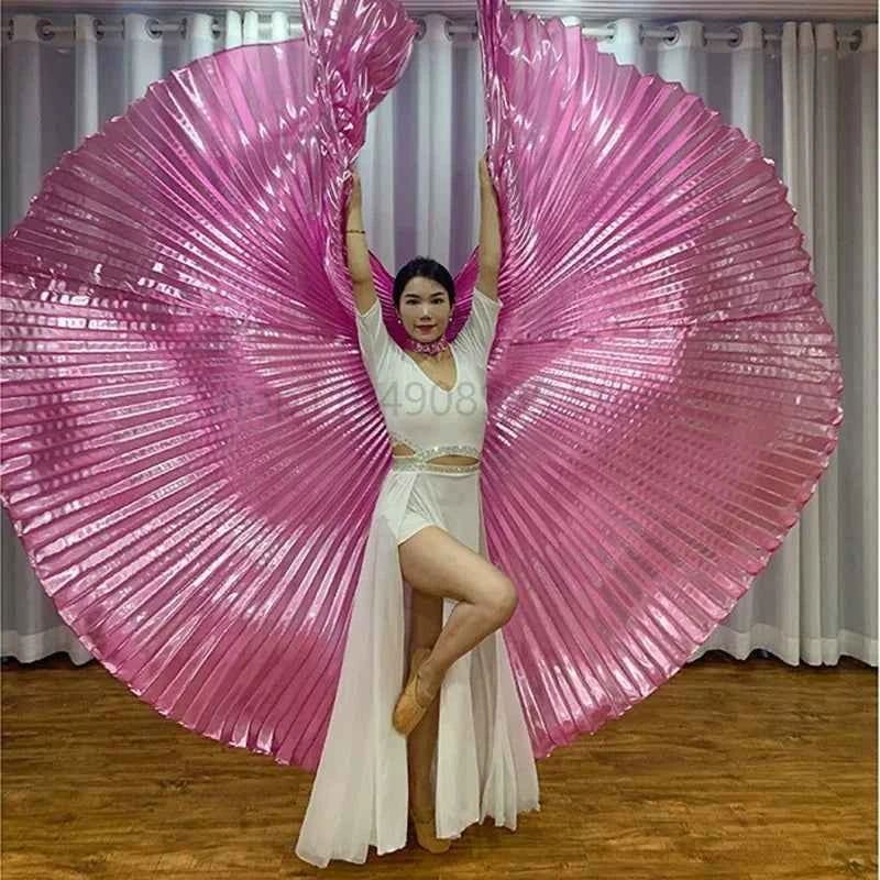 Oriental Style Dance Accessories Stage Performance Props Egyptian Wings 300 Degrees Belly Dance Isis Wings with Sticks