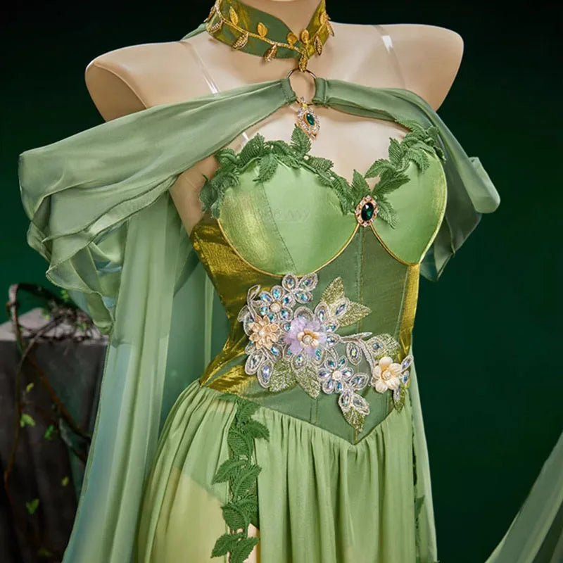 Anime Fairy Elves Cosplay Costume Women Sexy Sling Long Dress Medieval Queen Elf Dress Halloween Carnival Party Perform Clothes - Big Tim's Magic Emporium