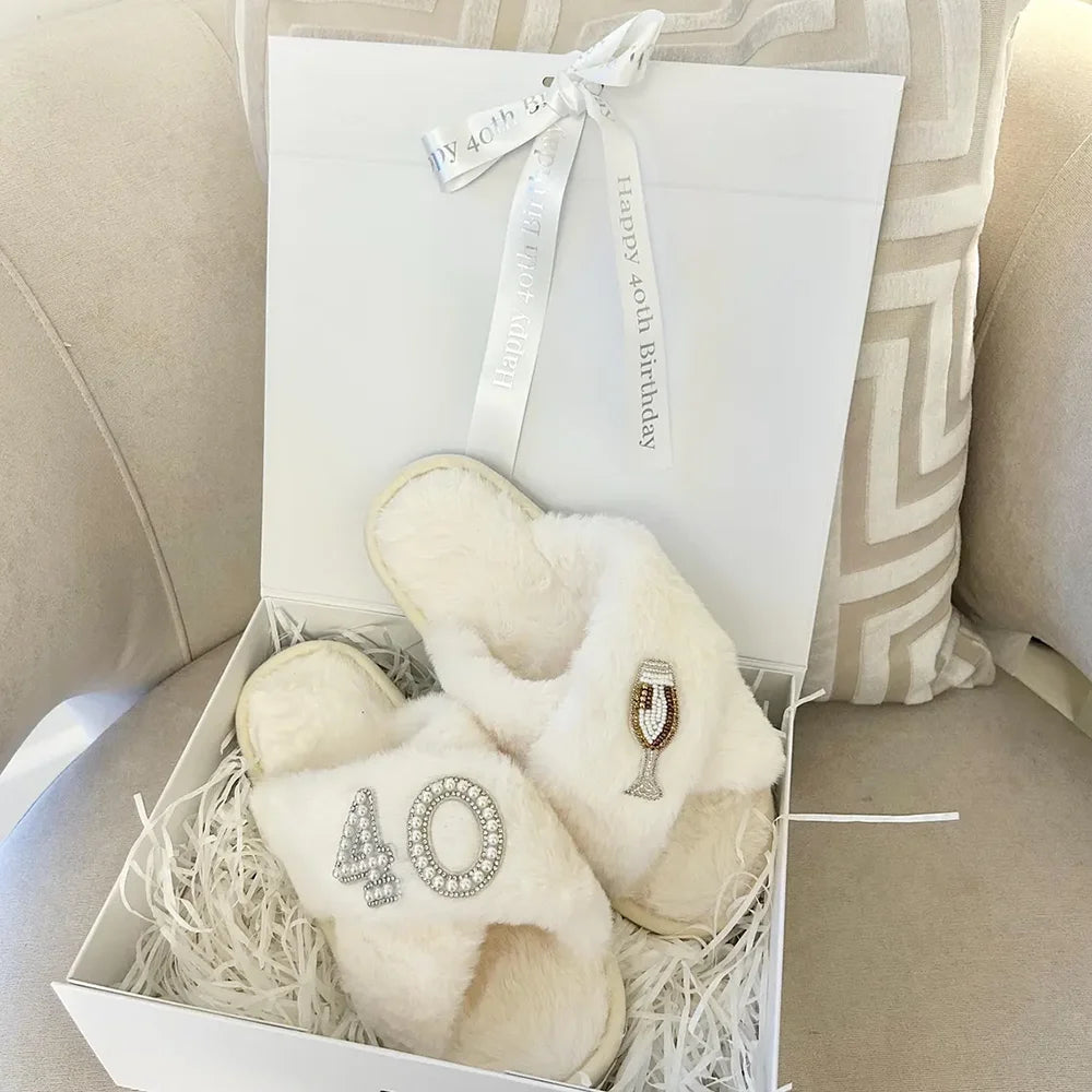 Birthday Slippers 18th 21th 30th 40th 50th 60th Birthday Gift Present for Mom Husband Wife Boyfriend Girlfriend Party Supplies