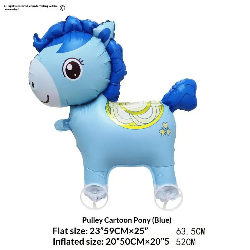 For Kids Birthday Party Decoration Baby Shower 4D Cartoon Foil Balloons Elephant Stand Walking Balloon With Wheel