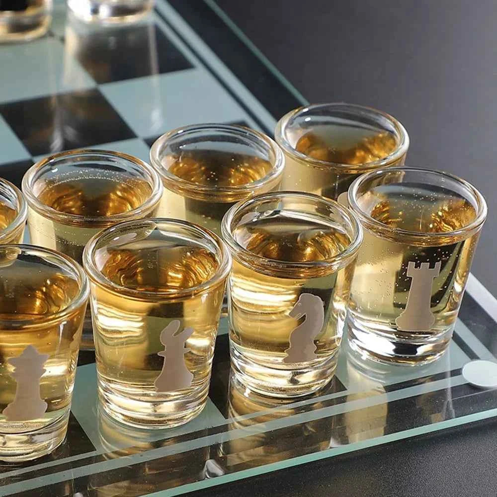 Bar Drinking Games Chess Game Set 35x35cm Party Favor With 32 Game Glasses Bar Entertainment Supplies
