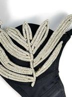 Diamond Rhinestone Leaf Embroidered Bustier Top & Corset Bralette