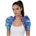 Metallic Ruffled Renaissance Neck Shrug Holographic Victorian Shoulder Capelet
