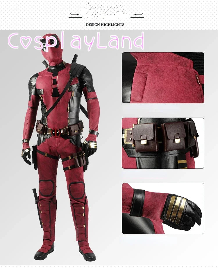 New Arrival DP3 Mr. Pool Cosplay Costume Hero Complete Clothes Red Leather Men Jumpsuit Halloween Carnival Christmas Outfit - Big Tim's Magic Emporium