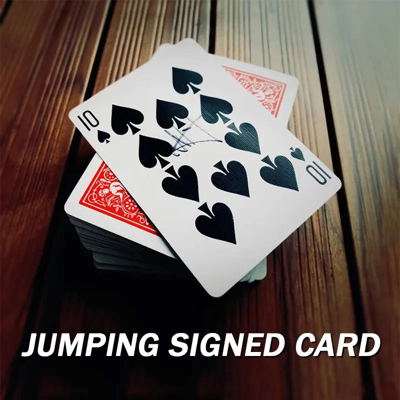 Jumping Signed Card Magic Tricks A Visual & Stunning Card Effect Party Games Magician Street Magia Close Up Magic Funny Deck Box