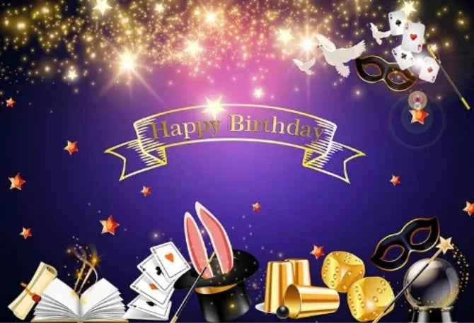 Black Magic Show Photography Background Poker Children 6th Birthday Party Backdrop Photo Studio Photocall Banner Custom