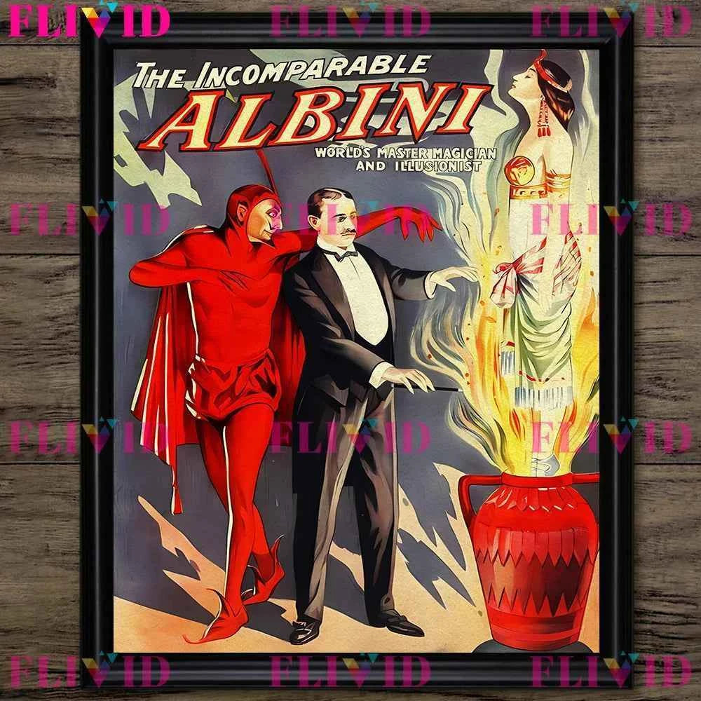 Whispers Of The Devil And The Magician Vintage Wall Art Canvsa Painting,Magician Promotional Vintage Poster And Print Home Decor