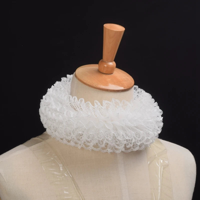 Victorian Collar Ruffle Neck Ruff Vintage Lace Clown Collars Tie Cosplay Accessories - Big Tim's Magic Emporium