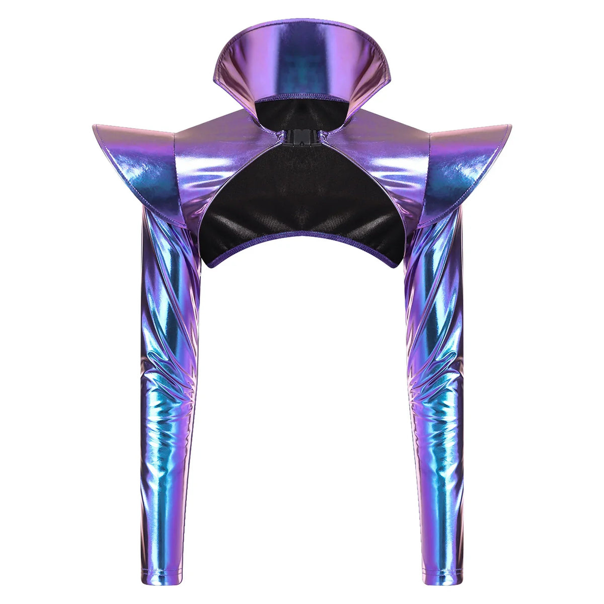 Metallic Shoulder Armor Shrug Crop Top & Sleeves Futuristic Pauldron Stage Costume