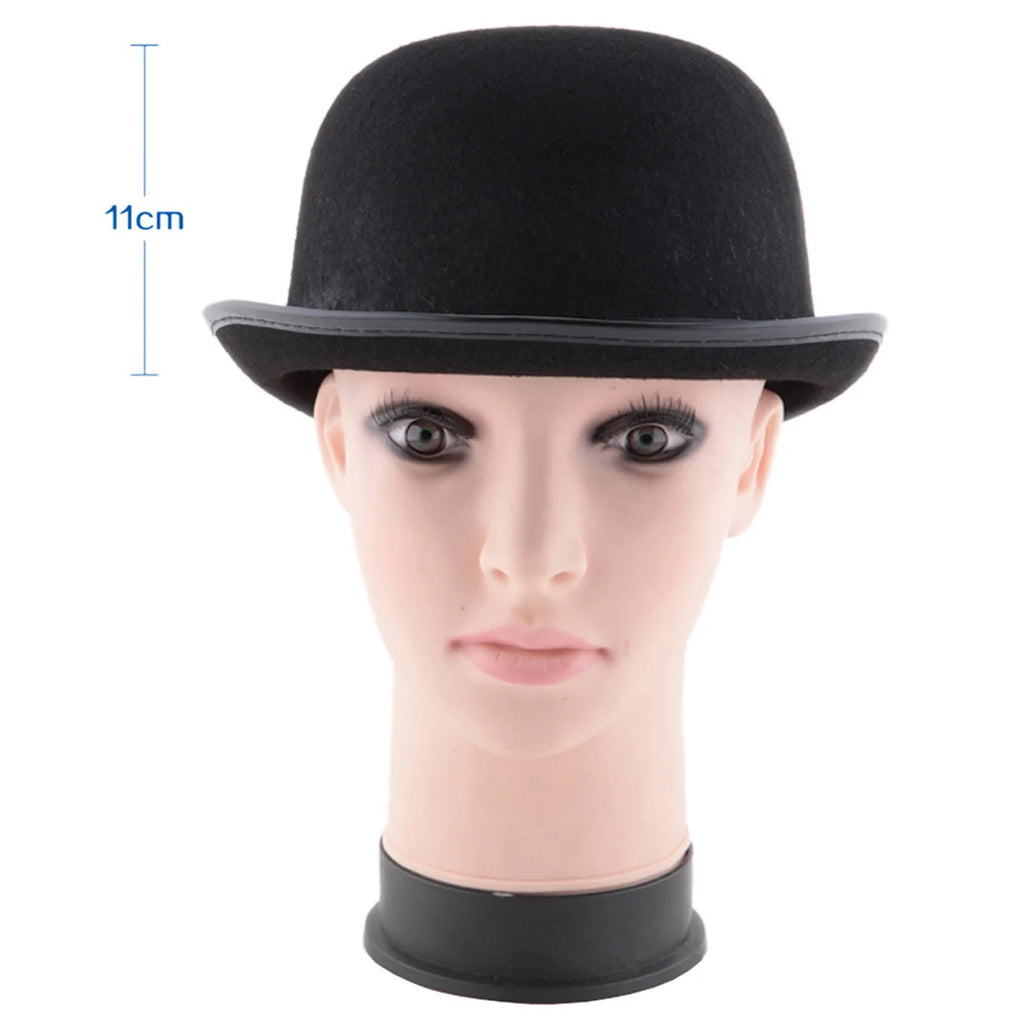 Pure Black Halloween Magic Hat With Hat Holder Cotton Bowler Hat Men'S Satin Hat Gentleman Clothing Gift For Men