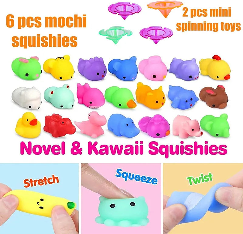 117/124Pc Kids Birthday Party Popular Pinata Stuffed Toy Finger Skateboard Tumbler Fidget Toys Carnival Prize Pinata Filler Gift