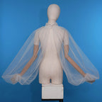 Shimmering Mesh Lantern Sleeve Bolero Shrug & See-Through Mock Neck Top
