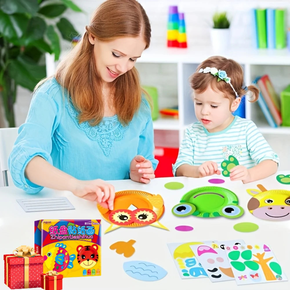 10 Patterns Party Activities Paper Plate Set Toys, DIY Animal Art Creative Activities, Classroom Handmade Favors Games Gifts - Big Tim's Magic Emporium