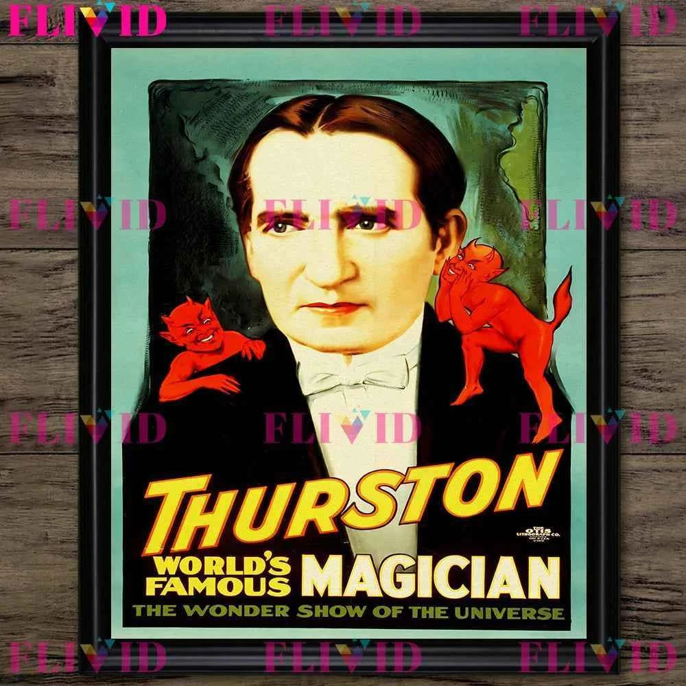 Whispers Of The Devil And The Magician Vintage Wall Art Canvsa Painting,Magician Promotional Vintage Poster And Print Home Decor