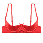 Satin Underwire Half-Cup Push-Up Bra
