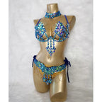 Royal Blue Samba Carnival Wire Bra & Belt 4-Piece Costume Set