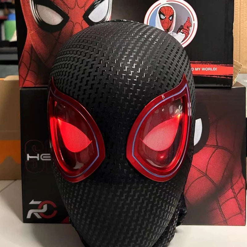 1:1 Mascara Miles Spider-Man Headgear Cosplay Moving Eyes Electronic Mask Remote Control Toys Cosplay costume  Adults Kids Gift