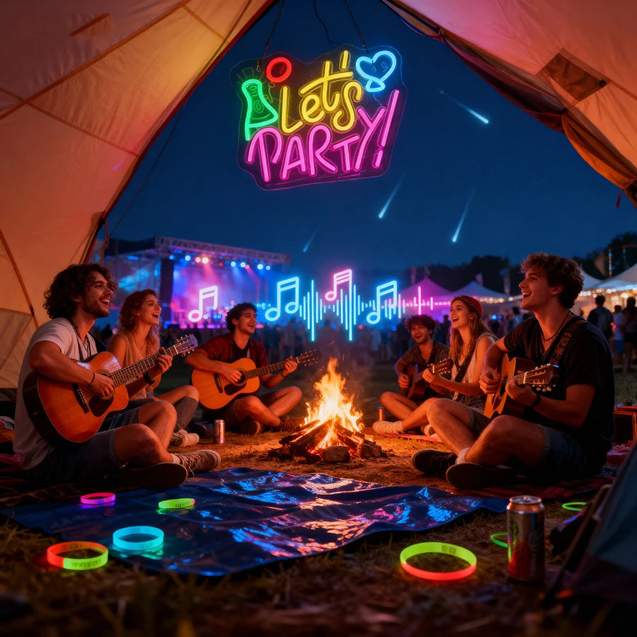 Let's Party Neon Sign for Wall Decor,LED Lights for Bachelorette Party, Engagement Party, Birthday Party,Gamer Room Decor - Big Tim's Magic Emporium