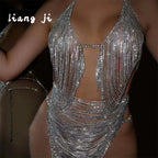 Dazzling Crystal Tassel Bra Chain & Thong Bikini Body Jewelry Set