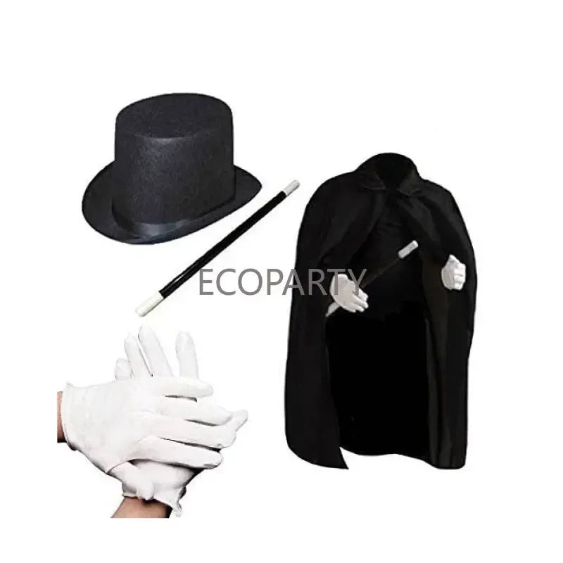 Magician Costume Set – Top Hat, Cape, Wand & Gloves for Kids and Adults - Big Tim's Magic Emporium