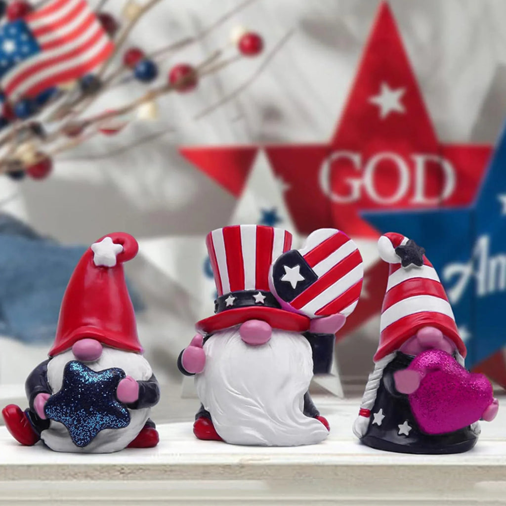 4th of July Patriotic Striped Resin Statue Independence Day Decoration Gift Handmade Home Tiered Tray Figurine