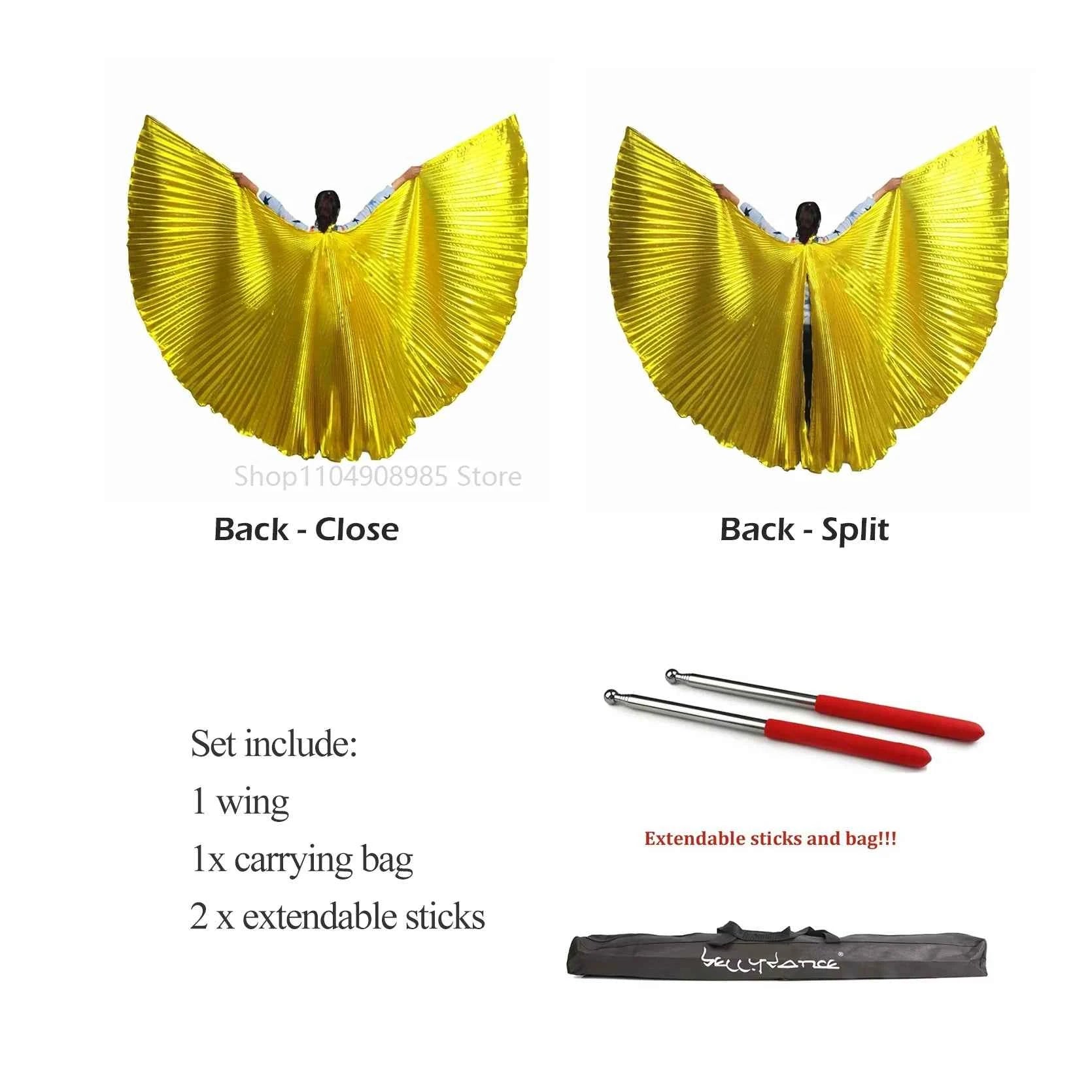 Oriental Style Dance Accessories Stage Performance Props Egyptian Wings 300 Degrees Belly Dance Isis Wings with Sticks