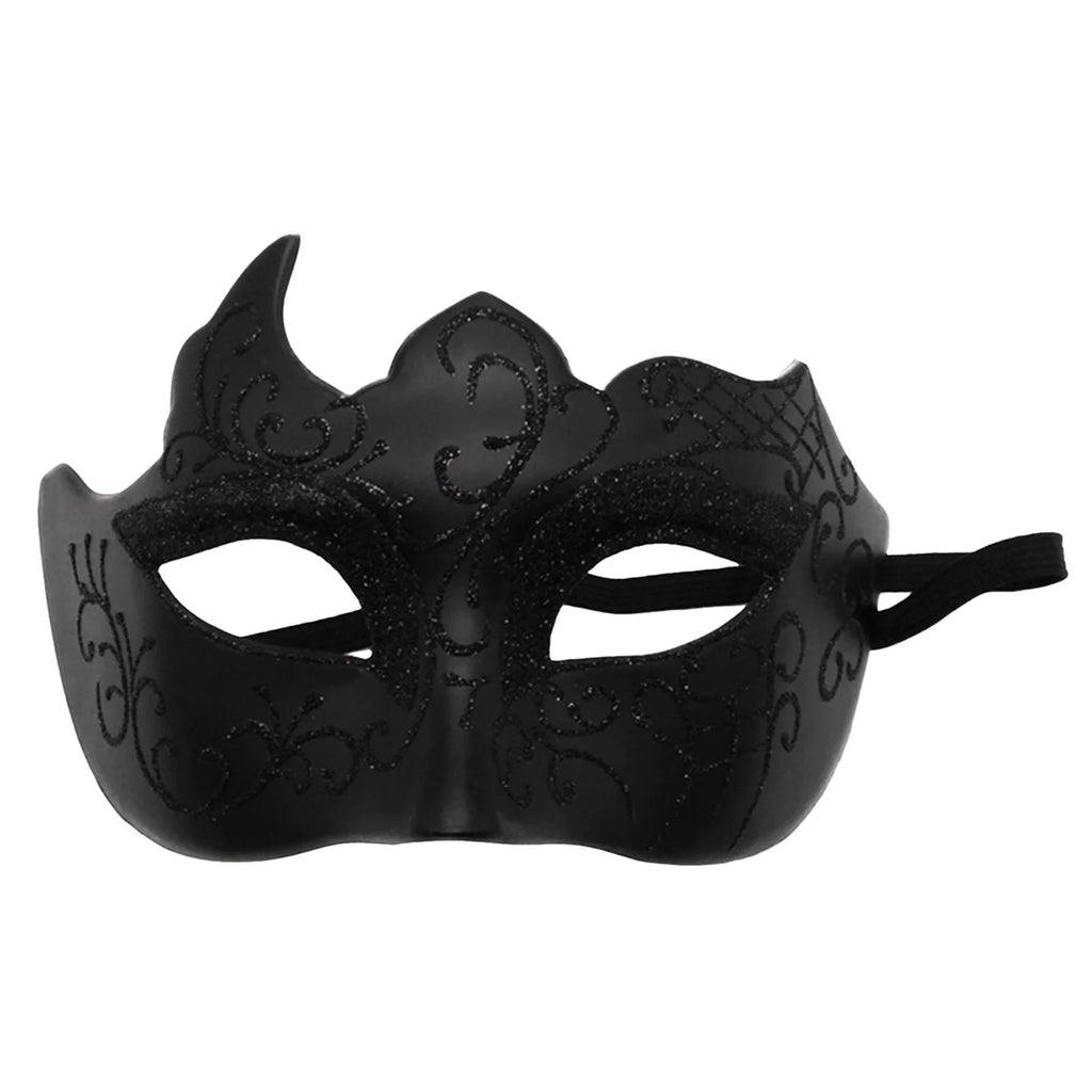 Half-Face Painted Men's Mask Painted with Shiny Powder Venice Style for Halloween Costume Supplies