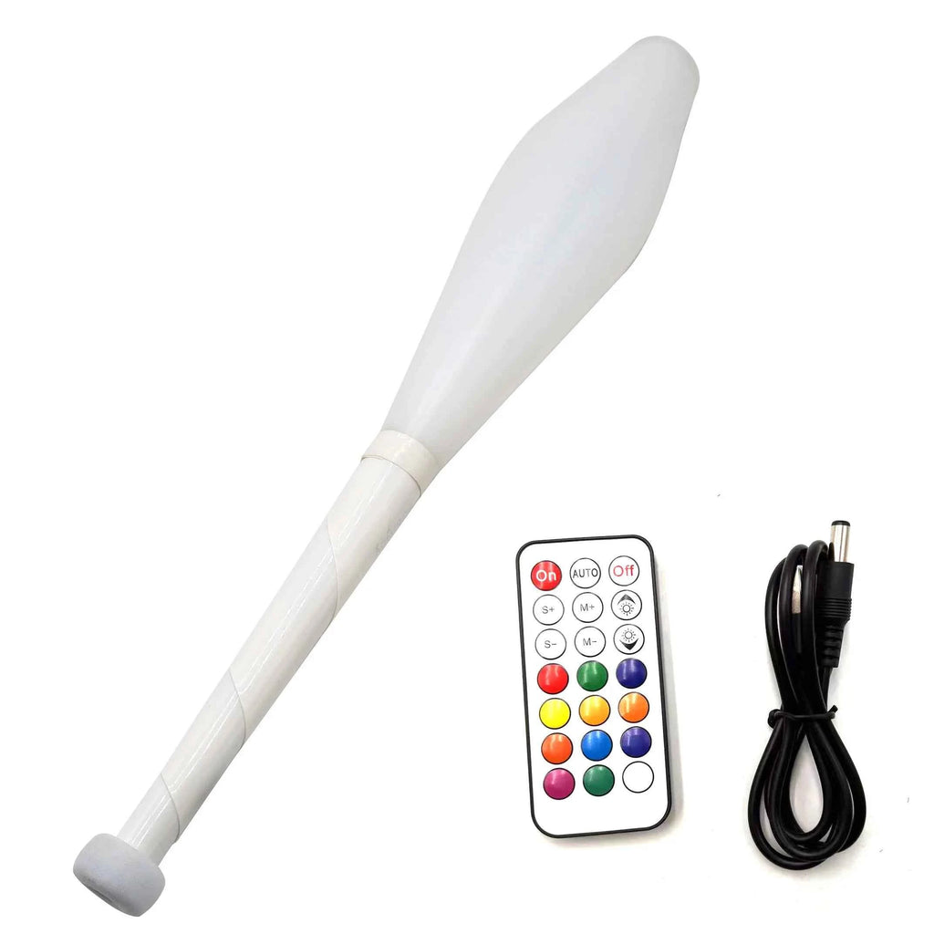 PEHHAH Multi-Color LED Light Up Juggling Club Glowing Clubs for Juggling at Night with Charger and Remote Set of 3 - Big Tim's Magic Emporium