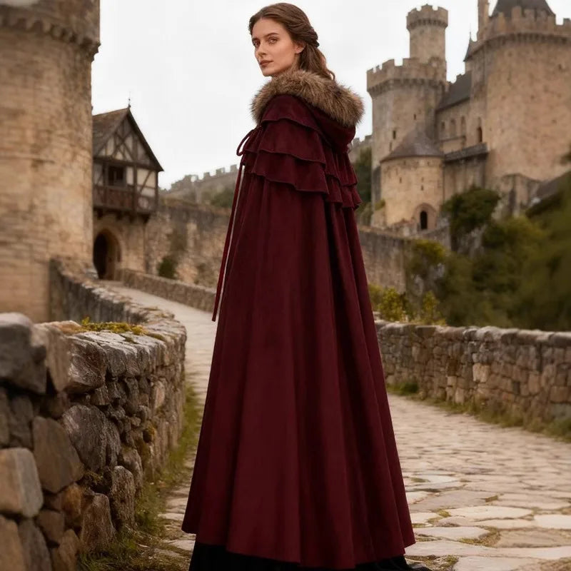 Halloween Unisex Dark Gothic Cloak Coat Cape Hooded Shawl Wizard Priest Robe - Big Tim's Magic Emporium